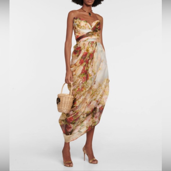 ZIMMERMANN Luminosity Strapless Midi Dress Zimmermann Size 2 - Picture 11 of 17